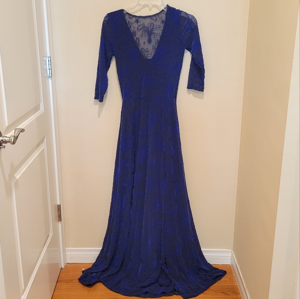 Blackmilk flocktapus 3/4 sleeve blue maxi dress - Picture 3 of 14